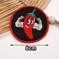 [Custom Velcro patch] AE.Muscle Chili Fitness Embroidery Round 8cm 3D  Velcro Patch /Badges/armband/