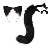 Cos Simulation Halloween Soro Plush Accessories Hayop Buntot Pusa Tainga Headband Buhok Gumagawa