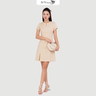 Khaki collar dress, women's street dress IVY moda MS 47H9847