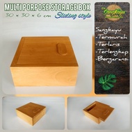 Multipurpose storage box 30x30 cm wooden storage box - 30x30x6 cm - 30x30x6 cm