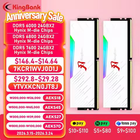 KingBank SoarBlade KRRW DDR5 RGB Series 48GB (24GBx2) 6000MHz 6800MHz 7600MHz Ram Hynix M die Memory