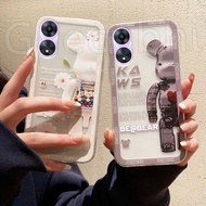 Soft Phone Case OPPO A78 5G Latest 2023 Stylish Cool Catoon Bear Pattern Silicone Transparent Casing