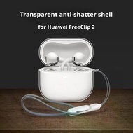 Case with Lanyard for HUAWEI FreeClip 2, Earclip Ear Hook Earbuds Cover, Transparent Soft Protective