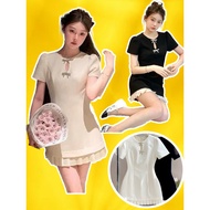 Women's dress with round neck, short sleeves, snow and rain, 45-65KG, big size, pleated with MISO of