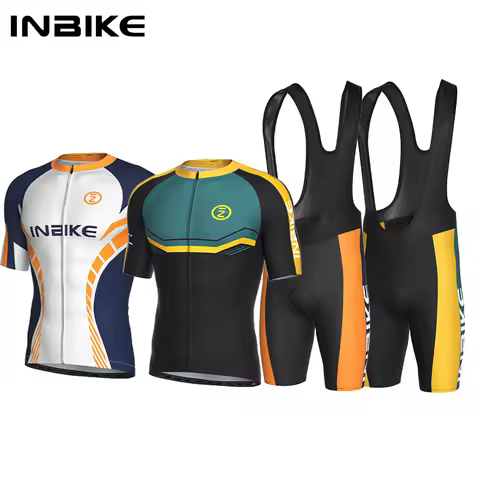 INBIKE Summer Riding Suit Men's Quick Dry Cycling Short Sleeve Breathable Bib Shorts Outdoor Highway