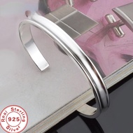 925 Silver 7mm Smooth Open Bangle For Men Women Fashion Jewelry Party Gifts