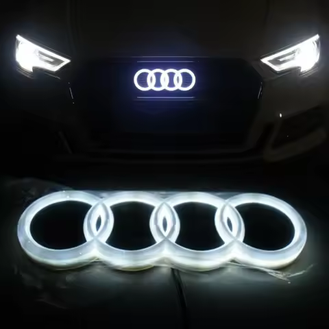 AUDI 4D Refitted LED Lamp Car Front Grill 4Ring Logo Light For A3 A4 A5 A6 A7 A8 S3 S4 S5 S6 S7 Q3 Q