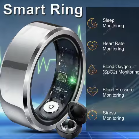 2026 Smart Ring Blood Pressure Heart Rate Sleep Monitoring Smartring IP68 & 5ATM Waterproof Multi-sp