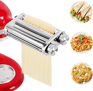 Pasta Roller &amp; Cutters Attachment for KitchenAid Stand Mixers, 3 in 1 Pasta Maker Set Included Pasta Sheet Roller, Spaghetti Cutter, Fettuccine Cutter Maker Accessories and Cleaning Brush