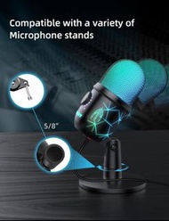Panvotech RGB USB 麥克風適用於 PC、Mac、PS4、PS5、靜音和降噪非常適合錄製、串流、遊戲、播客  galckp Panvotech RGB USB Microphone fo