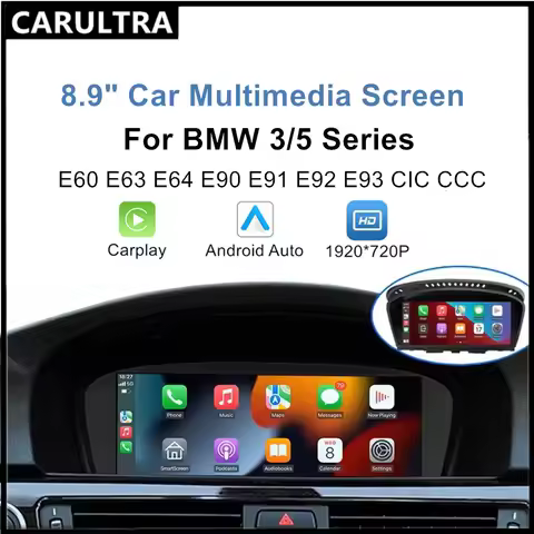 For BMW 3 5 Series E60 E61 E62 E63 E90 E91 E92 E93 CCC CIC 8.9" Wireless Carplay Android Auto Car Ra