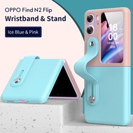 เคสสำหรับ OPPO Find แบบฝาพับ N2 5G N2Flip เคสด้านหลังฝาปิดโทรศัพท์หนังเคสกันกระแทกมือถือเรียบง่ายสีตัดกันป้องกันการตกหล่นสายรัดข้อมือที่จับมือ