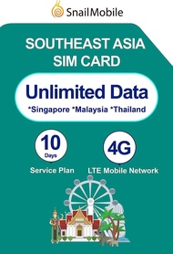 SnailMobile Singapore/Malaysia/Thailand Travel Sim Card 10-Day 6GB Data 4G/LTE + Unlimited Data