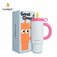 CIVAGO (36oz/1080ml) 316L Stainless Steel Straw Tumbler with Coasters Cover