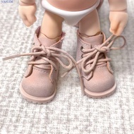 JOSALEM 1pair Bjd Doll Shoe, Pretend Play Handmade Doll Leather Shoes Boots, DIY Toy Black Brown PU 