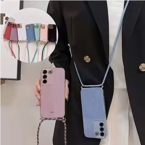 Crossbody Lanyard Plating Case For Vivo V27 Pro V40 SE V25E V23Pro V21E V50 V30 Lite Soft TPU Lens P