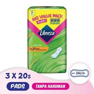 Libresse Slim Fit Non Wings 24cm (3x20s) Disposable Sanitary Pad Tuala Wanita Pakai Buang