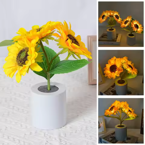Sunflower LED Nightlight Besides Bedroom Lamp Table Lamp USB Rechargeable Light Kids Gift Home Party