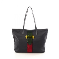 【二手】Prada PRADA 托特包 Cahier Trompe-l'oeil 黑色/綠色/RED尼龍 Saffiano 皮革 Cahier 尼龍托特包 女士