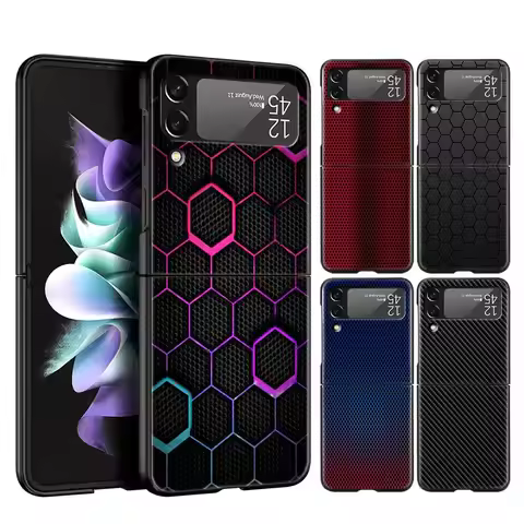 Carbon Fiber Phone Case for Samsung Galaxy Z Flip 3 4 5 Folding Mobile Shell For Samsung Z Flip3 Fli