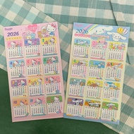 2026 Sanrio Calendar Sticker kitty Big-Eared Dog Xi Na Cartoon 115 Year Waterproof Handbook Date Ann