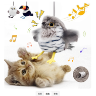 Interactive flying bird cat toy with flapping wings and chirping sounds, activates on touch, soft an