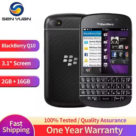 Original Blackberry Q10 4G Mobile Phone 3.1" 2GB RAM 16GB ROM 8MP QWERTY Keyboard Cellphone Dual Cor