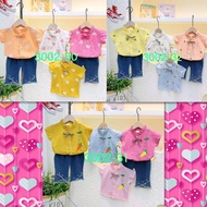 KEMEJA (IMPORT) PREMIUM SET OF SHIRT TOP & JEANS PANTS 3/ 4 AGES 1 - 4 YEARS (3002-30 3002-31 3002-3