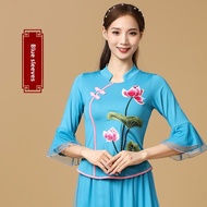 Embroidered Square Dance Dancing Costume Womens Ethnic Style Classical Dance Top Performance Wear Fa