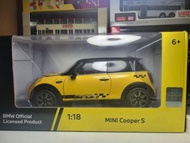 1/18 BMW MINI Cooper S 汽車模型 黃色
