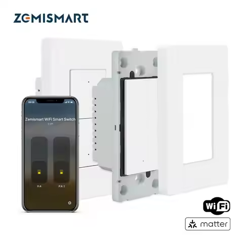 Matter Over WiFi 3-Way Smart Wall Light Switch with 2 3 4 Gangs Switch Frame Big Button Homekit Smar