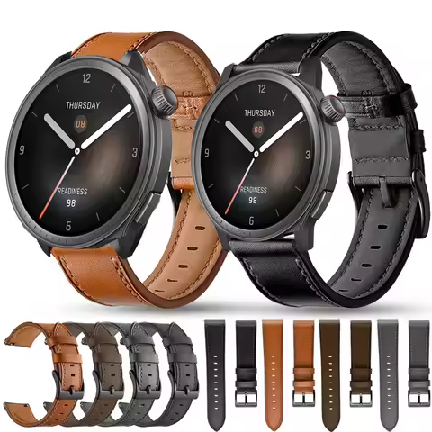 22mm Leather Strap Watchband for Amazfit Balance Smart Wriststrap Quick Releas Bracelet for Amazfit 