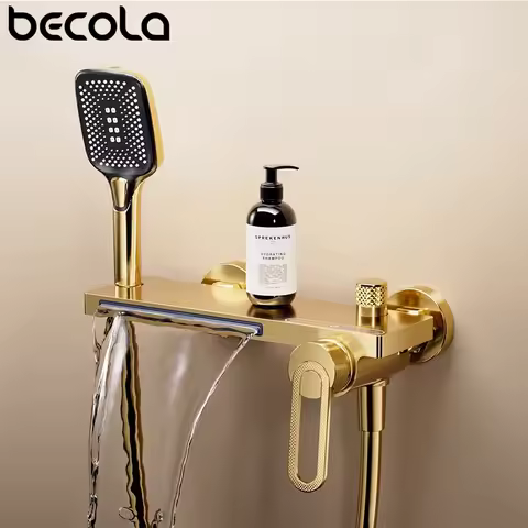 Bathtub Shower Faucet Single Handle Spout Mixer Tap With Hand Shower Wall Mount Platform Bath Mixer 
