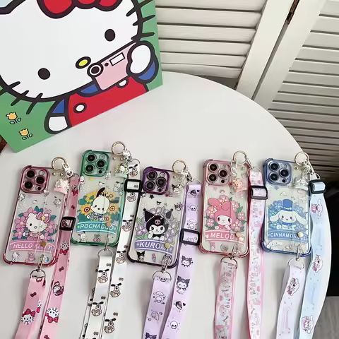 For OPPO Reno 14 13 12 11 10 8 7 F Flower Sanrio Plating Shockproof Case Wrist Strap Ornament