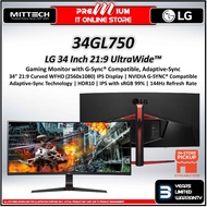 LG 34 Inch 21:9 UltraWide™ Gaming Monitor with G-Sync® Compatible, Adaptive-Sync | HDR10 | IPS with sRGB 99%