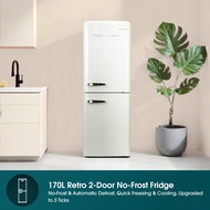 EuropAce 170L Retro 2-Door No-Frost Fridge | Vintage Design with Fast Cooling & ECO Mode | ER 7178A
