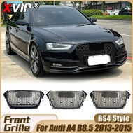 MMA4 XVIP Glossy Black RS4 Style Front Racing Grille With Quattro For Audi A4 B8.5 13-15 Silver Fram