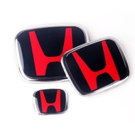 LCX สำหรับ3ชิ้น Honda LOGO (ด้านหน้า + ด้านหลัง + พวงมาลัย) Type-R ป้าย/สัญลักษณ์สีแดง & ดำ CIVIC CI