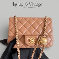 Chanel Lambskin焦糖啡金球