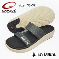 รองเท้าแตะพื้นแบน Gambol สำหรับผู้หญิง สวมใส่สบาย ระบายอากาศได้ดี ดูดซับความชื้น ไม่เกิดกลิ่น ดีไซน์