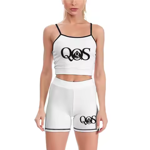 QOS Women's Workout Sets 2 Piece Yoga Outfit High Waisted Shorts Leggings Fitness Clothes Tracksuit