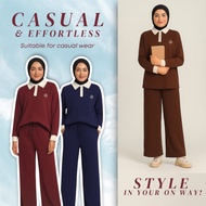 ZOE ARISAH Ishika Airport Outfit Pants Baju Set Seluar Jumper Suit Blouse Wanita Knitshirt Waffle Ac
