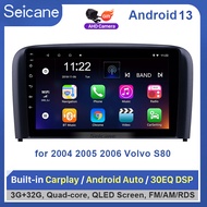 Seicane 9 นิ้ว 2.5D QLED หน้าจอสัมผัส Android 13.0 หูฟังสำหรับ 2004-2006 Volvo S80 2 นิ้วรถวิทยุสเตอ