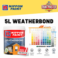 5L Nippon Paint Weatherbond Exterior Paint / Exterior Wall / Cat Luar / Cat Rumah / Cat Luar Rumah / Cat Getah - 1001 Brilliant White / Colours Option