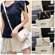 24K Gold 22A Hand Gold Coin WOC Chain Bag Lucky Gold Coin Bag Sesame Pattern Lychee Pattern Cowhide 