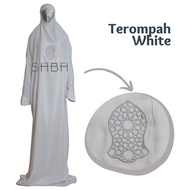 White clog mukena - mosaic clogs - plain mukena - embroidered mukena - continuous mukena - cool muke