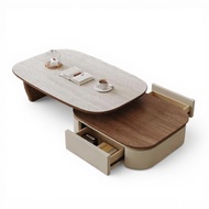 Walnut Coffee Table Expandable Center Table Elegant Storage Combo for Living Room TV Stand