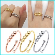 Nan Stainless Steel Anxiety Fidget Ring Anxiety Ring with Beads Stress Relief Ring