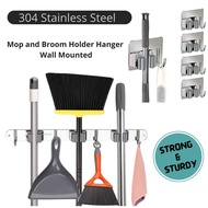 Ready Stock Broom Holder Broom Mop Holder Stainless Steel Mop Hook Kitchen Storage Kitchen Organizer