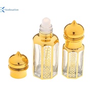 Kudosation 3/6/15ml Roll On Bottle Glass Mini  Container Portable Blending Perfume Bottle Gold Empty